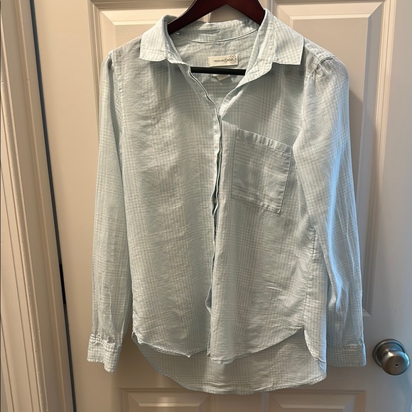 Treasure & Bond Tops - Treasure and Bond Light Blue Plaid Button-Up Shirt - Casual Long Sleeve